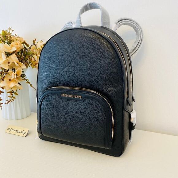 NWT Michael Kors Jaycee Medium Zip Pocket Backpack Black new - Picture 2 of 9